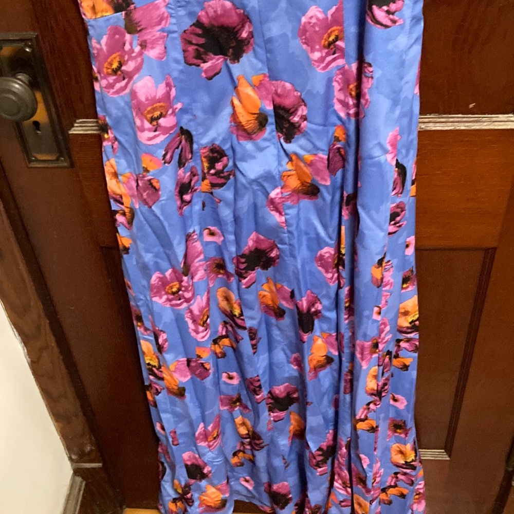 Banana Republic Blue Dress with Pink and Orange Floral Design nwt size 10 - Picture 7 of 7